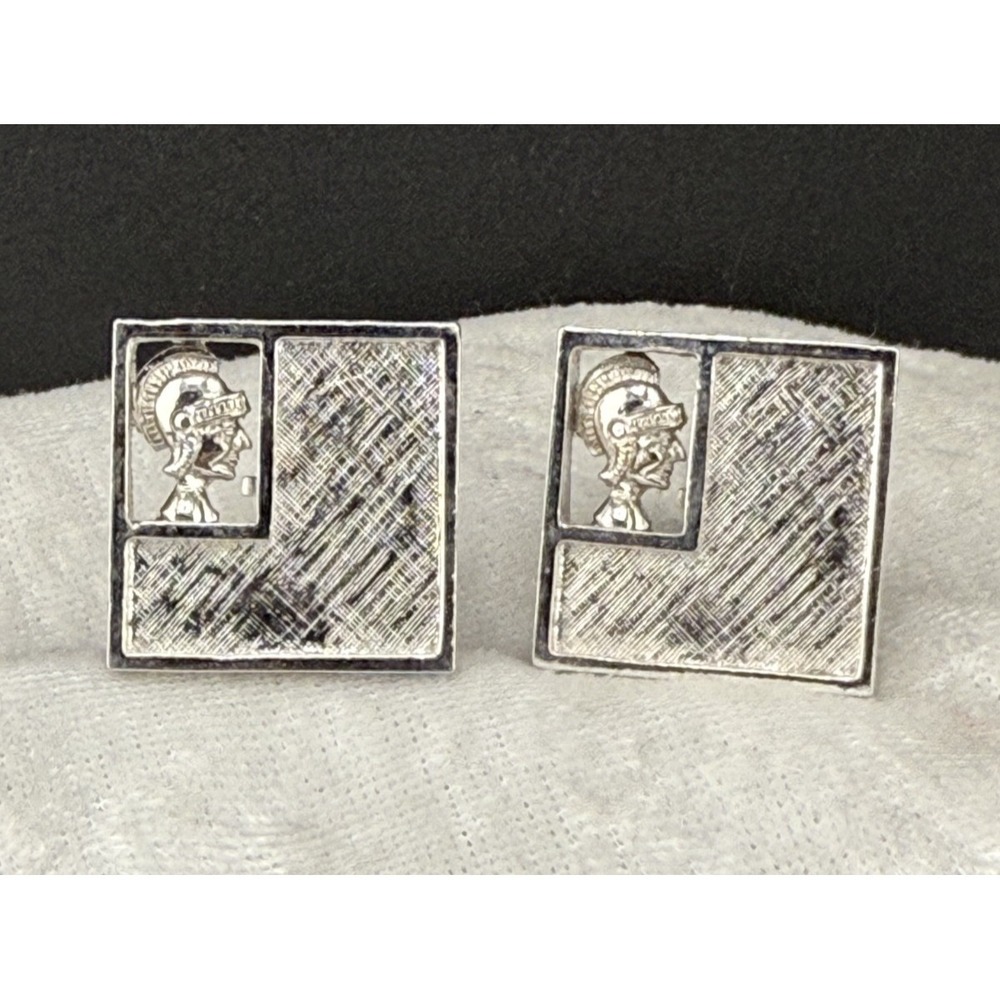Vintage Sarah Coventry‎ Cufflinks Silver Tone Roman